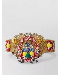 Dolce & Gabbana - Crystal Embellished Floral Wide Waist Belt - Lyst