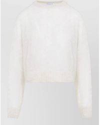 Brunello Cucinelli - Mohair Open-Knit Crew-Neck Long-Sleeve Sweater - Lyst
