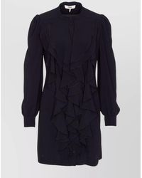 Chloé - Long Shirt With Cuffed Sleeves And Ruffled Design - Lyst
