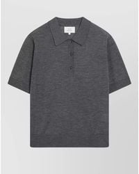 Loulou de Saison - Short Sleeve Polo Knit Top Ribbed - Lyst