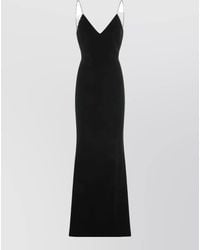 Tom Ford - Crystal-Embellished Sleeveless V-Neck Satin Evening Gown - Lyst
