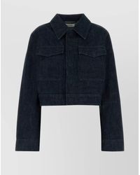 Lemaire - Short Denim Jacket With Pockets And Collar - Lyst
