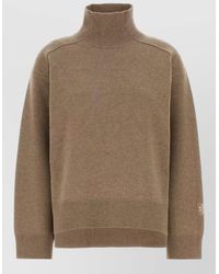 Tory Burch - Wool Oversized Sweater High Neck Ribbed - Lyst