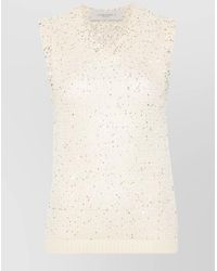 Golden Goose - Ribbed Sequined Sleeveless Top - Lyst