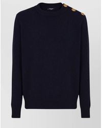 Balmain - Cashmere-Blend Buttoned Crew-Neck Sweater - Lyst