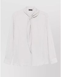 Emporio Armani - Silk Pussy-Bow Long-Sleeve Blouse - Lyst