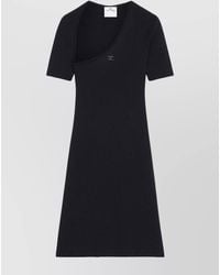 Courreges - Ribbed Asymmetric Neck Short-Sleeve Mini Dress - Lyst