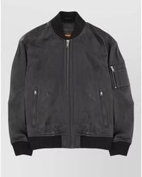 BOSS - Lamb Leather Regular-Fit Bomber Jacket - Lyst