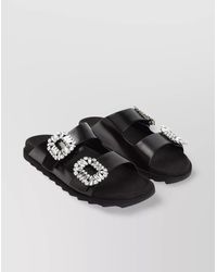 Roger Vivier - Leather Slide Sandals - Lyst