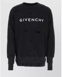 Givenchy - Logo Print Distressed Cotton Crew Neck Sweatshirt - Lyst