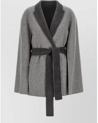 Alberta Ferretti - Cardigan Coat Cape Sleeves Belted Waist - Lyst
