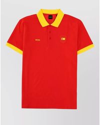 BOSS - Short Sleeve T Shirt Contrast Collar Cuffs - Lyst