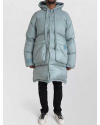 Dolce & Gabbana - Light Blue Quilted Hooded Puffer Jacket Men - Lyst