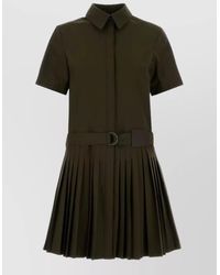Loewe - Cotton Blend Mini Dress Pleated Skirt Belt - Lyst