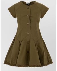 Ganni - Stretch Cotton Mini Dress - Lyst