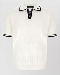 Dolce & Gabbana - Ribbed V-Neck Short-Sleeve Polo Shirt - Lyst