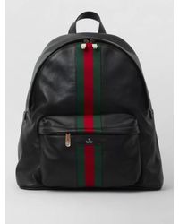 Gucci - Web Trademark Large Leather Backpack - Lyst