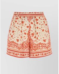 Fendi - Silk Shorts With Floral Print And Pockets - Lyst