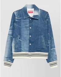 KENZO - Patchwork Denim Jacket Regular Fit Ribbed Trims - Lyst