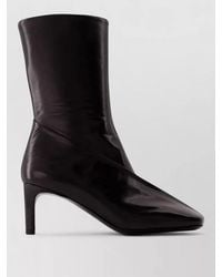 Jil Sander - Mid Calf Stiletto Leather Ankle Boots - Lyst