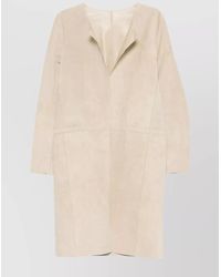 TOTEME - Suede Leather Single Breasted Coat - Lyst