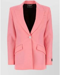 Versace - Wool Logo-Jacquard Single-Breasted Blazer - Lyst