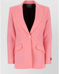 Versace - Virgin Wool Logo-Jacquard Single-Breasted Blazer - Lyst