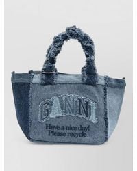 Ganni - Small Denim Tote Bag Dual Handles - Lyst