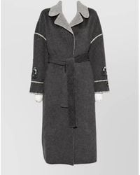 ERMANNO FIRENZE - Wool Embroidered Belted Jacket - Lyst