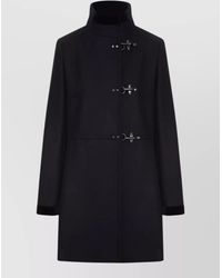 Fay - Cashmere Wool High Neck Single Breasted Coat - Lyst