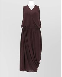 Lemaire - Draped Asymmetric Sleeveless V-Neck Midi Dress - Lyst