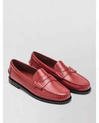 Sebago - Leather Moc Toe Loafers Rubber Sole - Lyst