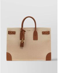 Saint Laurent - Sac De Jour Large Canvas And Leather Tote Bag - Lyst