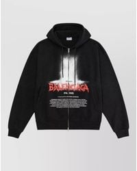 Balenciaga - Hooded Nylon Silk Blend Sweatshirt Ribbed - Lyst