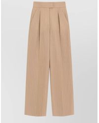 Valentino - Wide Leg Pinstripe Pleated Pants Belt Loops - Lyst