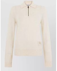 Burberry - Cashmere Zip Collar Long Sleeve Sweater - Lyst