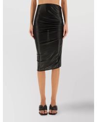 Rick Owens - High Slit Ruched Skirt With Shiny Finish - Lyst