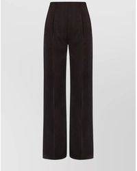 Alberta Ferretti - High Waist Wide Leg Trousers With Textured Fabric - Lyst