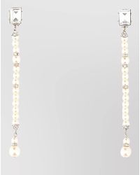 Alessandra Rich - Metal Drop Earrings Pearl Crystal Detailing - Lyst