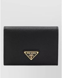 Prada - Textured Wallet Cardholder Fold Over Design - Lyst