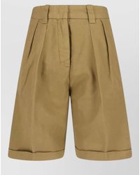 Aspesi - Straight Shorts Belt Loops Back Pocket Pleats - Lyst