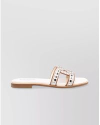 Tod's - Flat Leather Sandals With Low Stacked Heel - Lyst