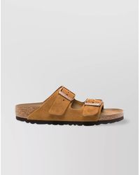 Birkenstock - Suede Calf Open Toe Flat Sandals - Lyst