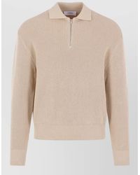 Lardini - Cotton Ribbed Half-Zip Sweater - Lyst