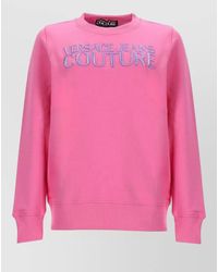 Versace Jeans Couture - Cotton Jersey Crew Neck Long Sleeve Top - Lyst