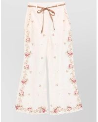 Zimmermann - Linen Floral-Print High-Rise Flared Wide-Leg Trousers - Lyst