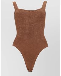 Hunza G - Scoop Back Knit High Cut Bodysuit - Lyst