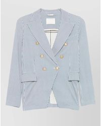 Circolo 1901 - Striped Double Breasted Jacket Peak Lapels - Lyst