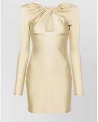 Coperni - Stretch Satin Knotted Cutout Long-Sleeve Mini Dress - Lyst
