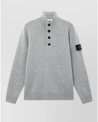 Stone Island - High Neck Knitwear Button Detail Sweater - Lyst